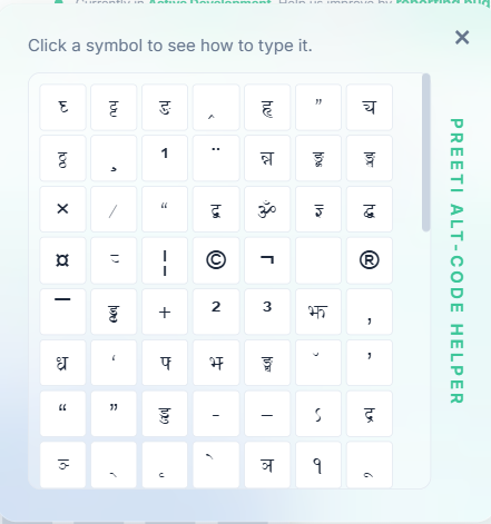 All Preeti Font Codes Helper